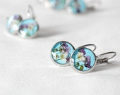 Blue earrings Summer gift Birthday gift Turquoise Romantic Dried flower earrings Gift for Her Nature Real flower Wedding earrings Bridesmaid