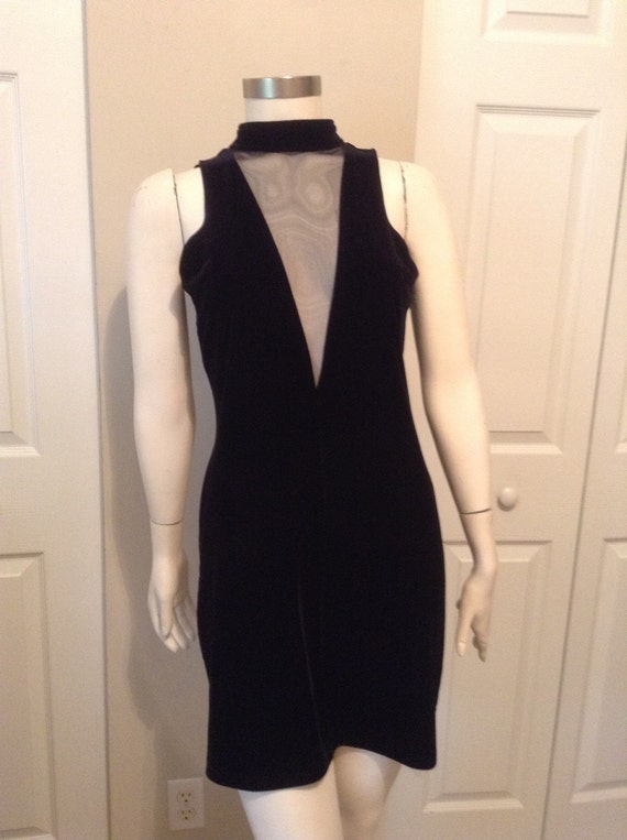 Mini 80s Black Velour Cocktail Dress / Vintage by Traciesplace