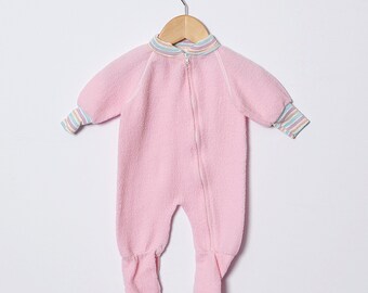 Fleece Footed Zip-up Pajamas, Pink, Size 3 Months