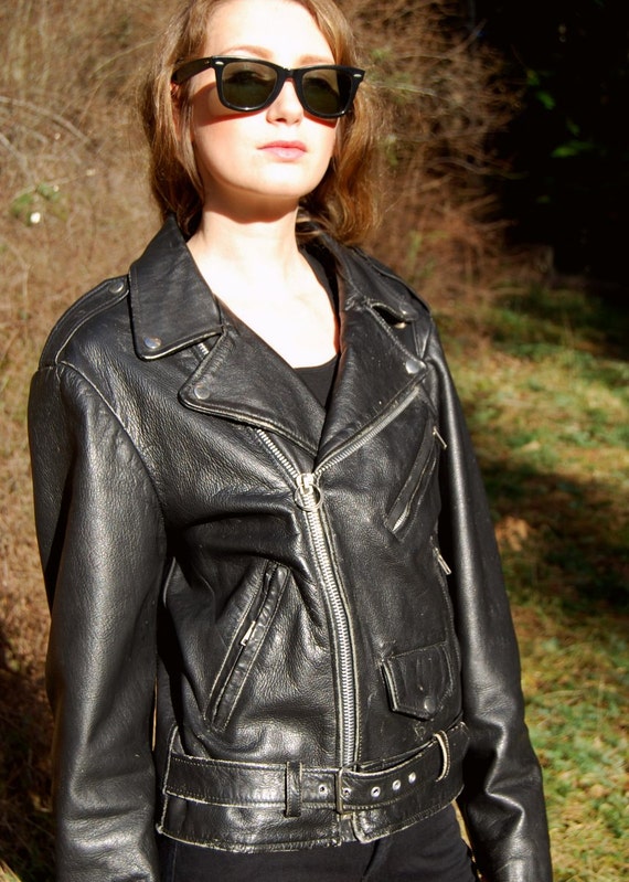 80s Black Leather Jacket Vintage Cooper Motorcycle 80s Black Leather Jacket Vintage Cooper Motorcycle Belted Biker Boho