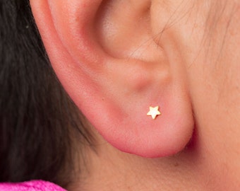 Extra Tiny Star Earrings Star Studs in solid Gold Earrings Stars minimal earrings Star Post earring Rose Gold Star Solid gold earring