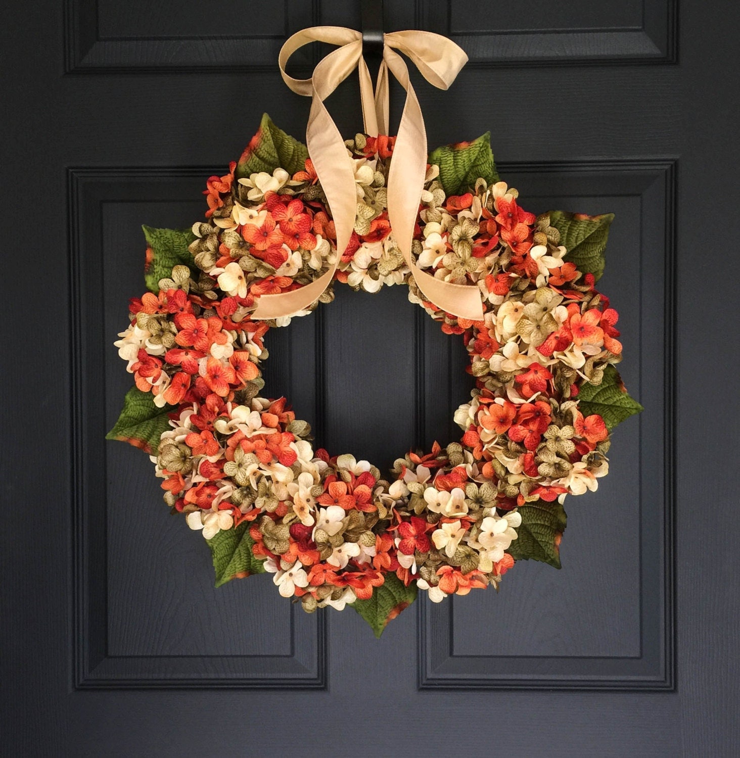 Blended Hydrangea Wreath Front Door Wreaths by