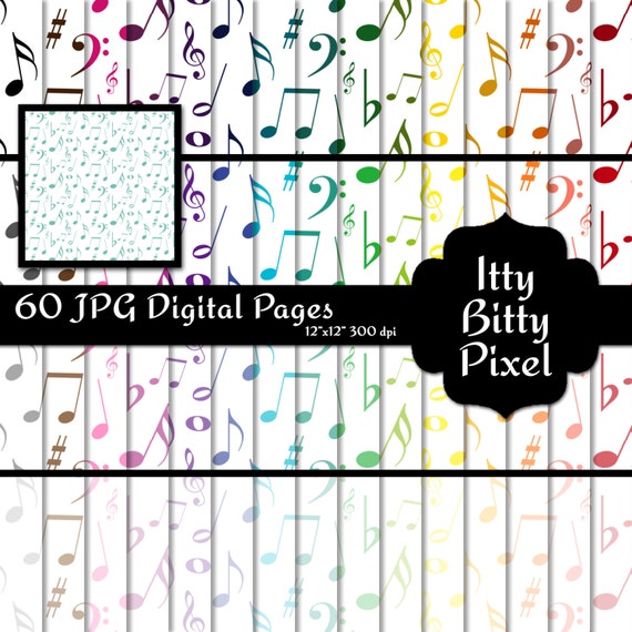 Musical Digital Paper Music Paper Music by IttyBittyPixel on Etsy