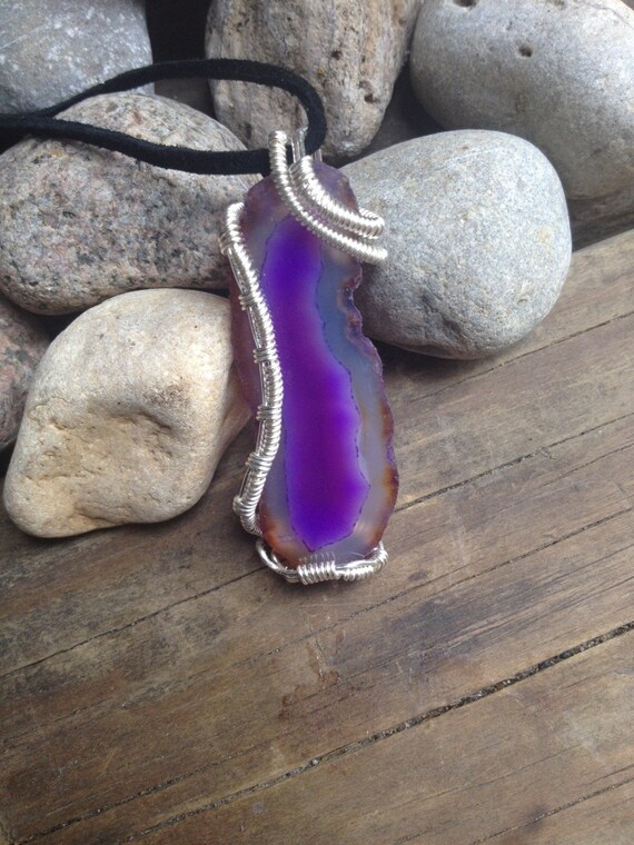 Wire wrapped agate slice Clearance