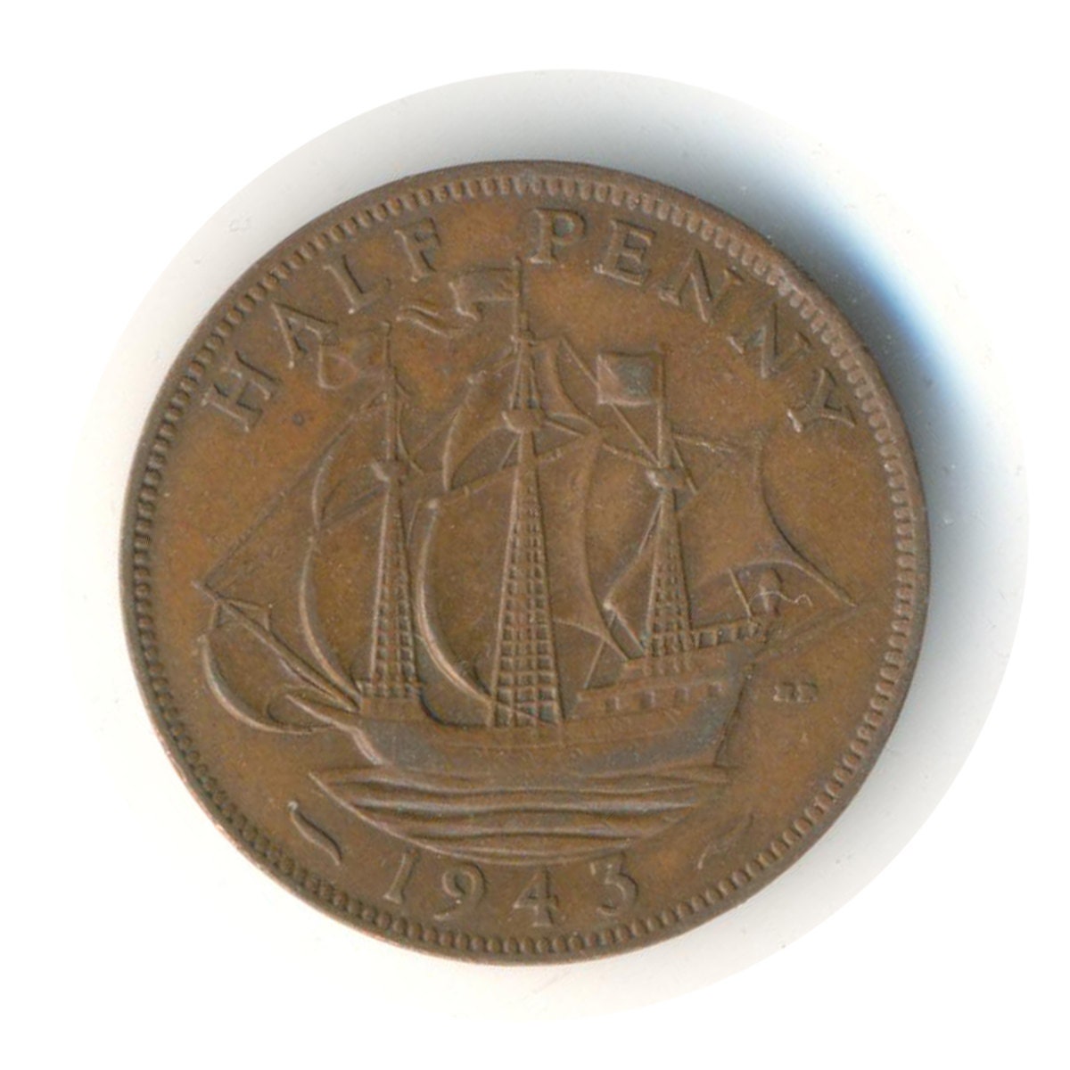 VI Half Penny 1943 Vintage Coin Code by COINSnCARDS