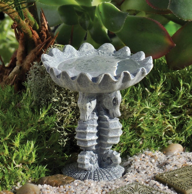 Seahorse Fountain Bird Bath Beach Fairy Garden Miniature