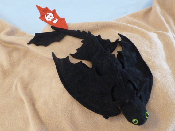 Toothless Beanie Baby Plush with Folded Wings RED and BLACK