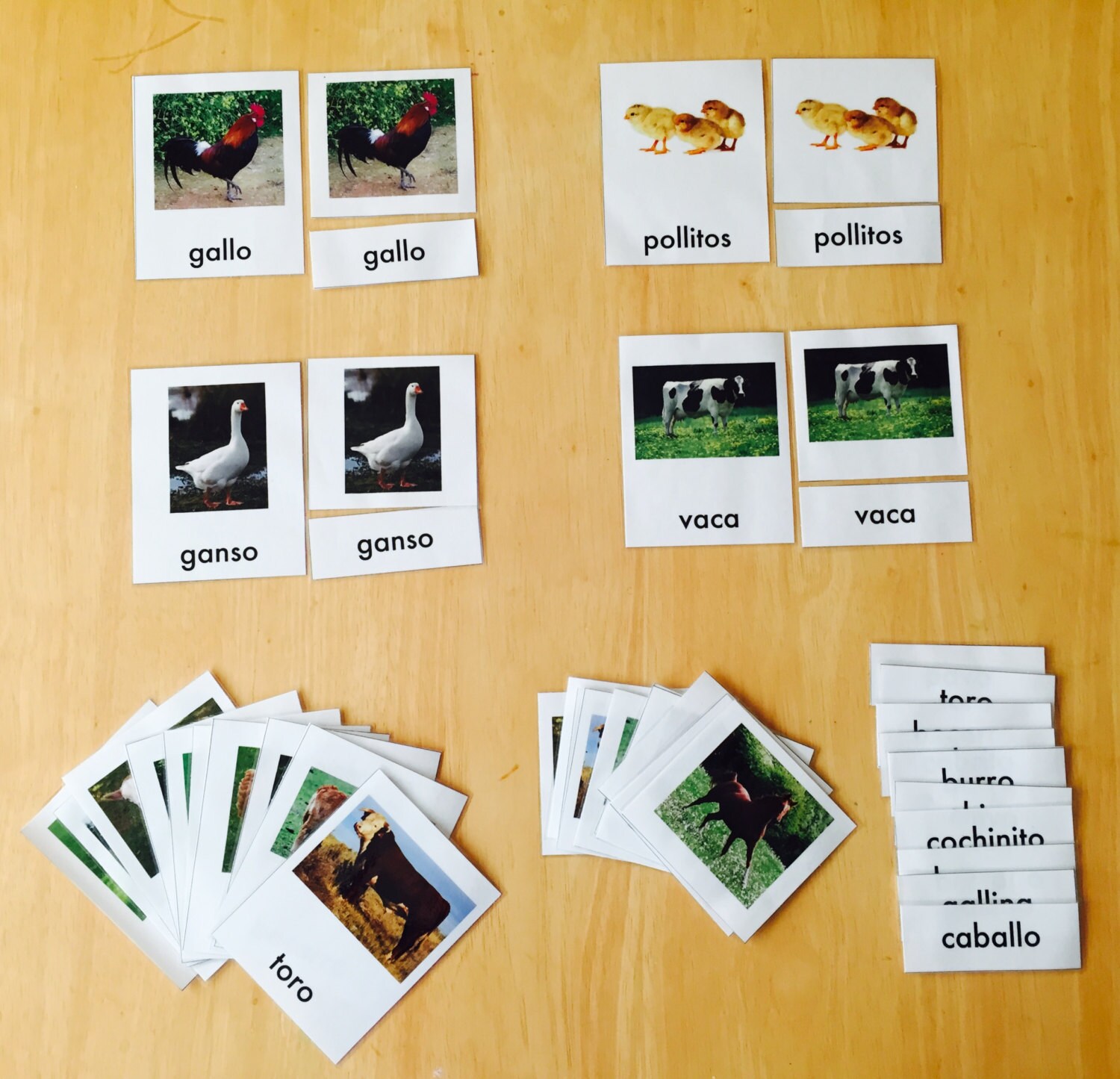 SPANISH DIY Montessori 3 Part Picture Cards Farm by momlove2