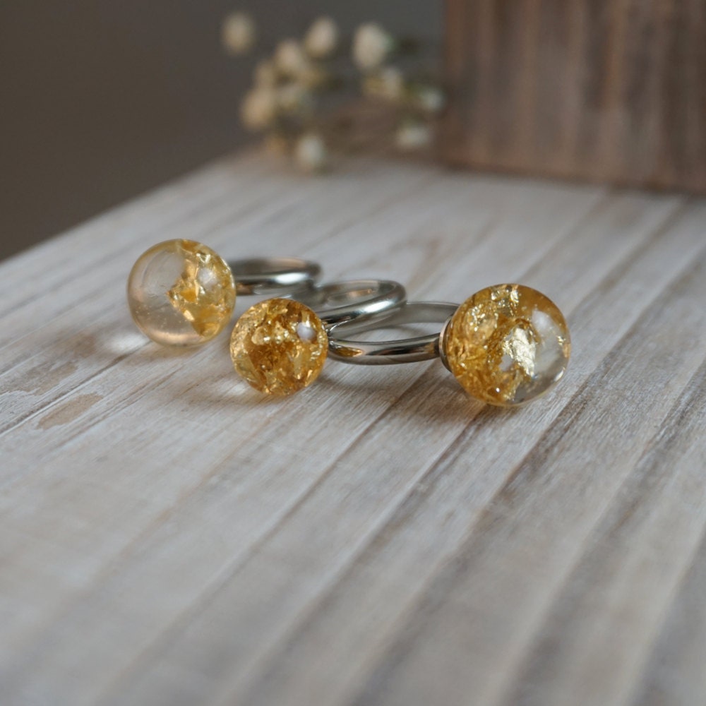 Resin Ring Clear Eco Resin Geometric Ring with Gold by KateKoel