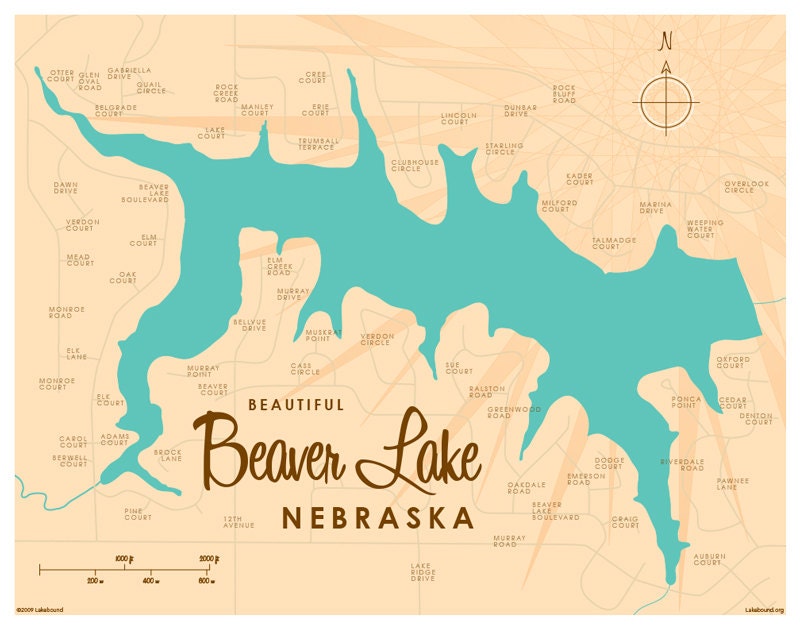 Beaver Lake NE Map Print