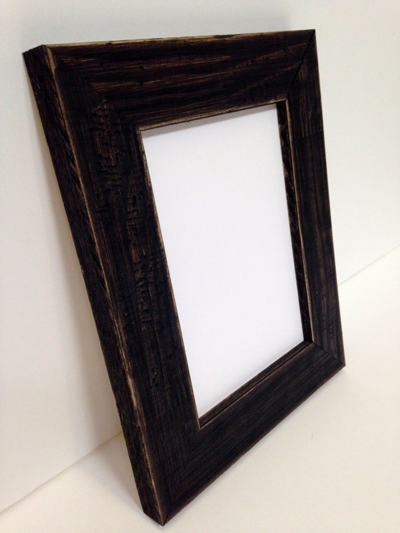 BLACK Rustic Wood Picture Frame Reclaimed Distressed Wood