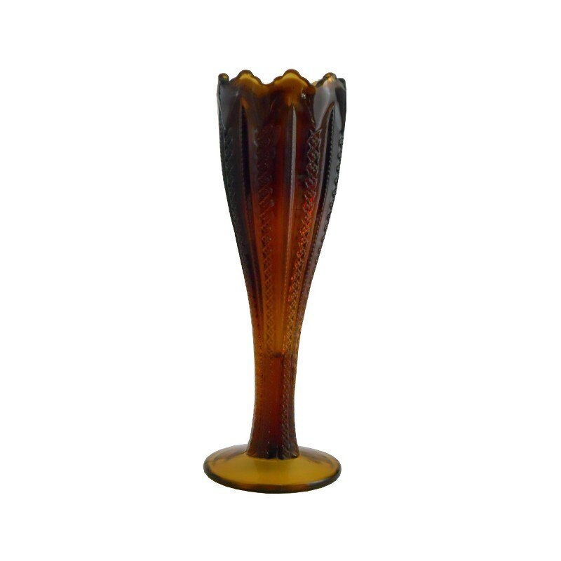 Bronze Footed Vase Tall Dark Amber Glass by PicasoVintage on Etsy
