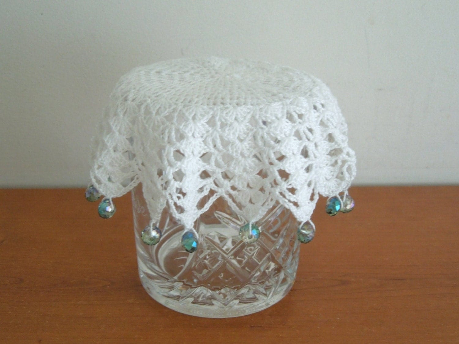 Crochet milk jug cover glass cover pims jug by CraftyCornishMaids
