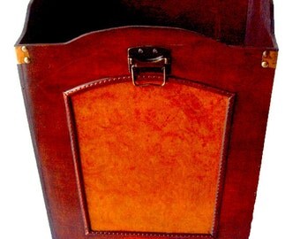 Hand-curved wooden waste can - bin, very vintage look