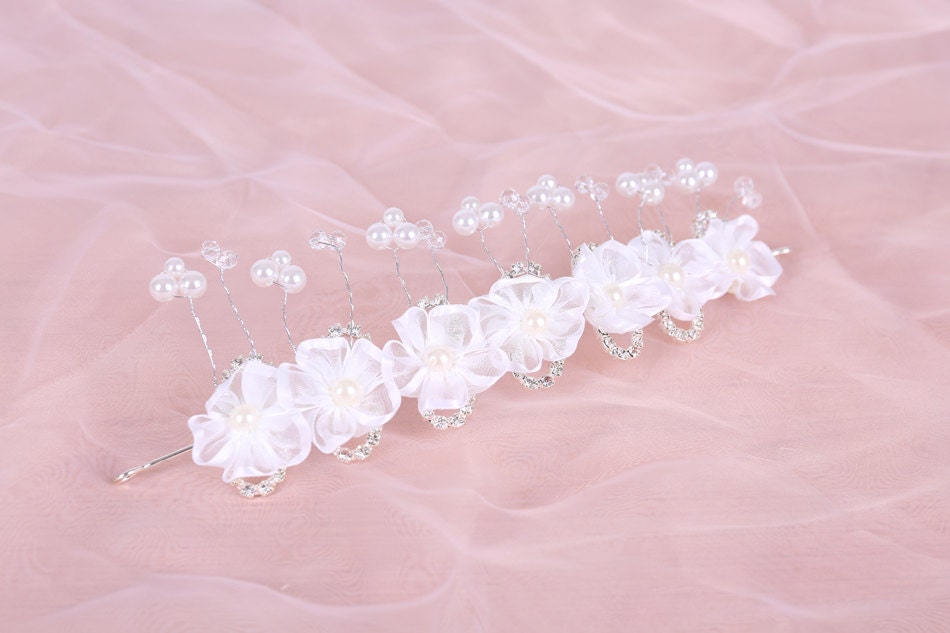 Wedding hair accessory hair clips flowers pearl hair by weddingdec