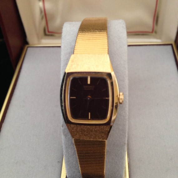 1980s Ladies Seiko Quartz Gold Tone Watch, Never Worn