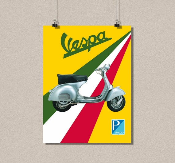 Items similar to Vespa Poster Vintage Advertising Retro Design Art ...