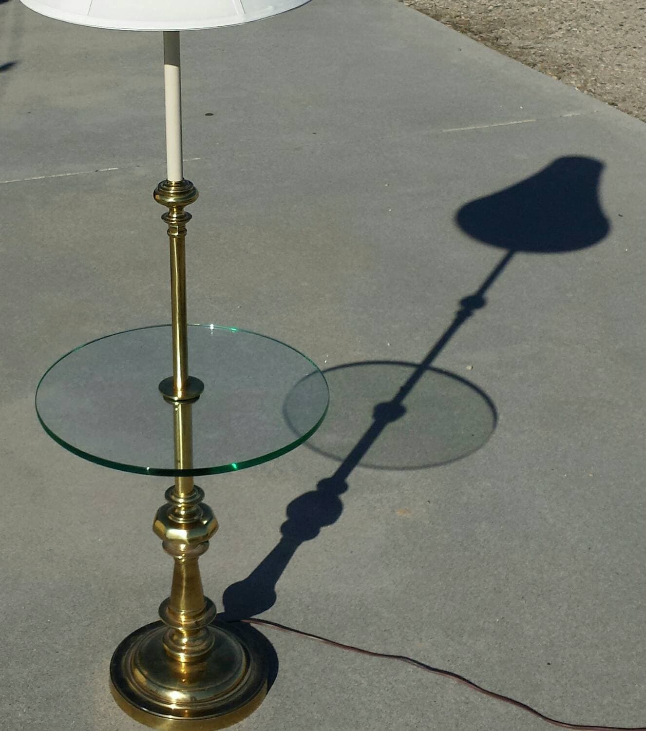 Beautiful Brass Floor Lamp Table by Stiffel! Haute Juice