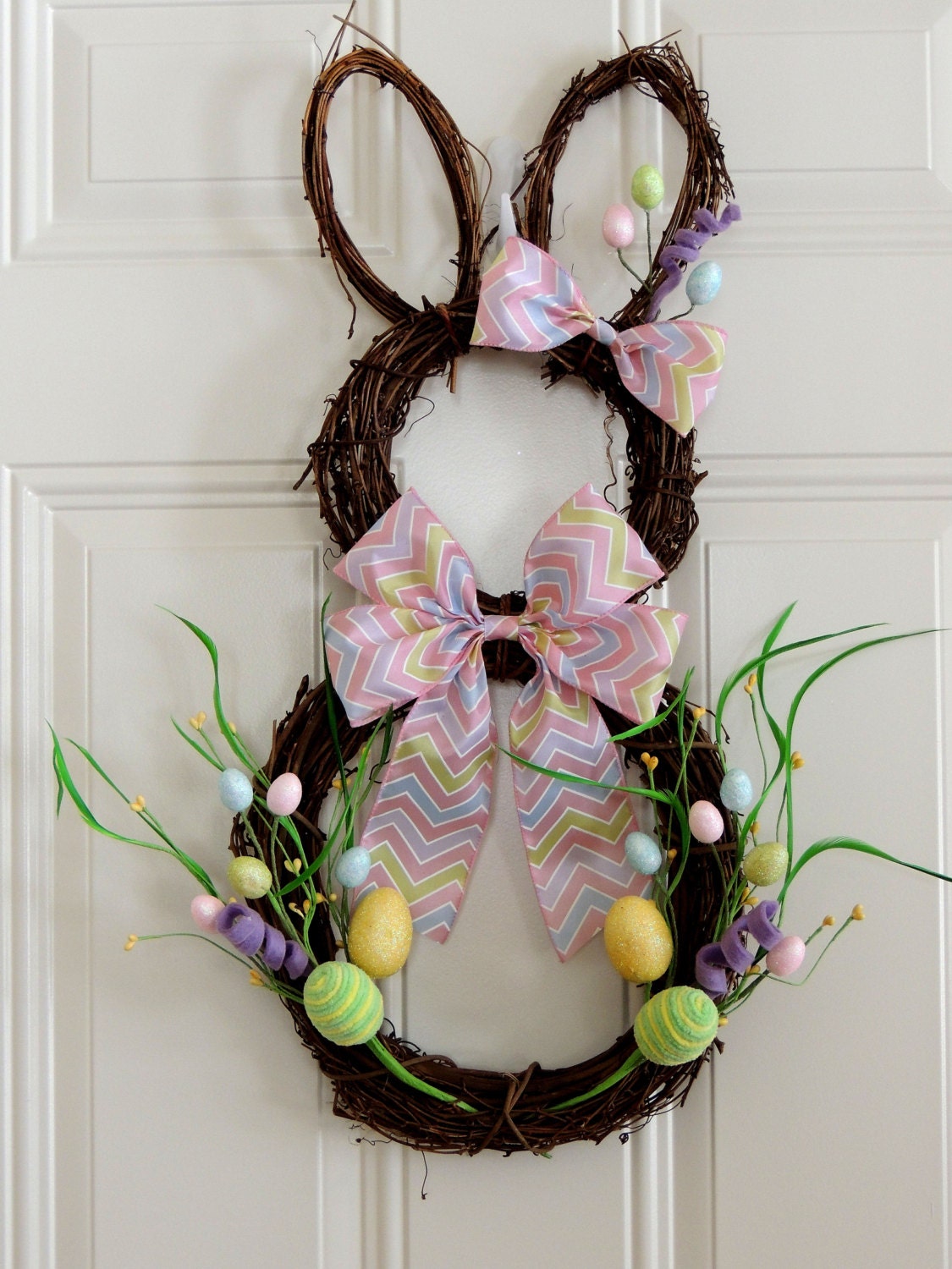 Pastel Green Easter Bunny Wreath Grapevine Rabbit Grapevine