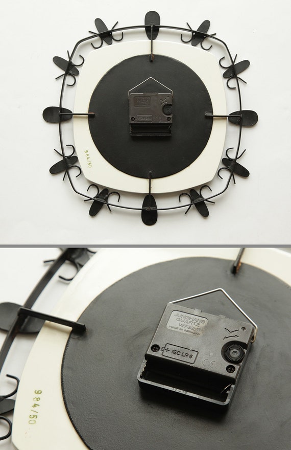 60s DIEHL JUNGHANS Mid Century Wall CLOCK Ceramic Starburst