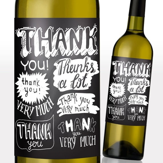 Thank You Wine Labels with Multi Thank You's by MiLabelStudios