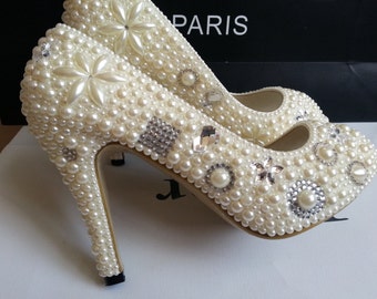 bridal shoes in ivory with diamonds