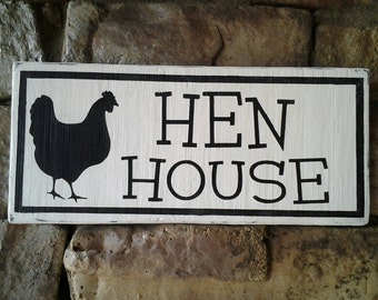 Hen House Sign, Egg sign, Kitchen Decor, Chicken Coop decor, Chicken Sign, Chickens, Chicken coop sign, Chicken folk Art, chicken decor