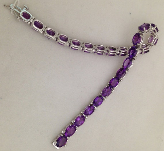 18.55 Carat Purple Amethyst Chain Bracelet 14K White Gold