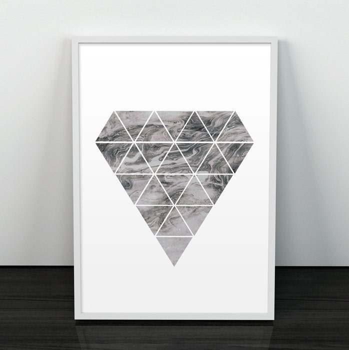 Diamond print Diamond wall art Pattern poster Marble art