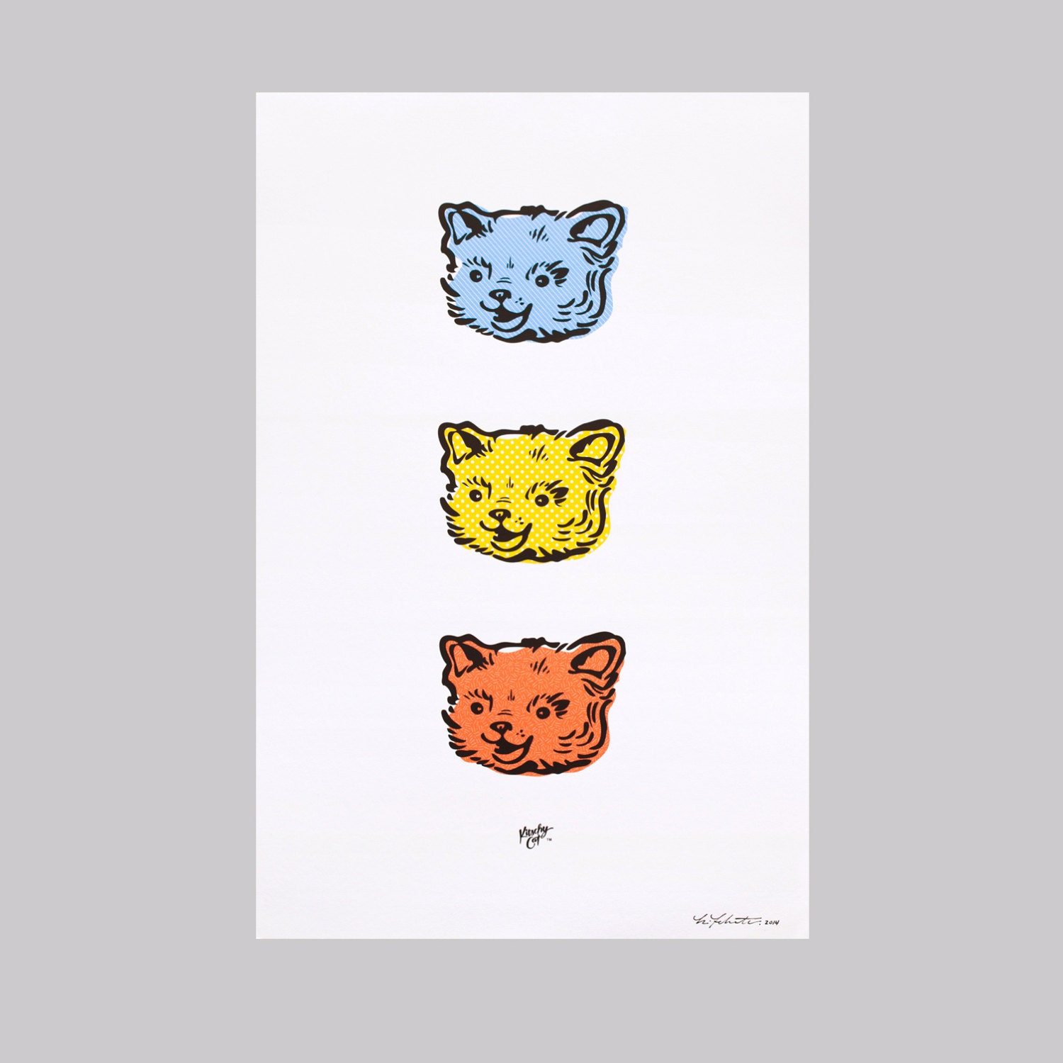 Kitschy Cat Art Poster 11.5 X 17 inches highquality ink on