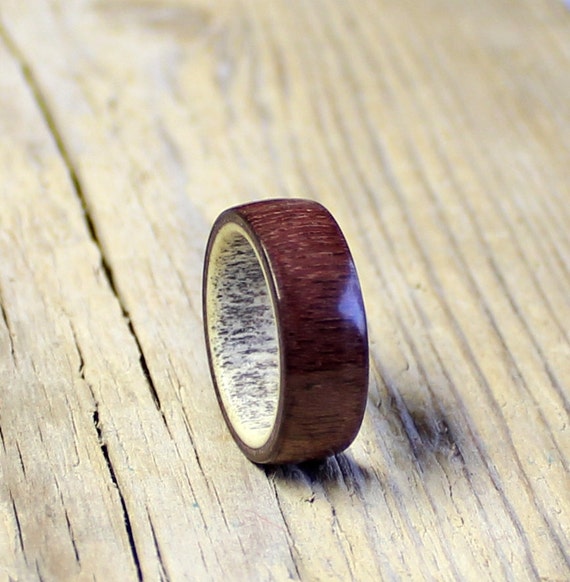 Antler Ring Men Ring Amaranth Wood Ring Wedding Ring by RingsDepot