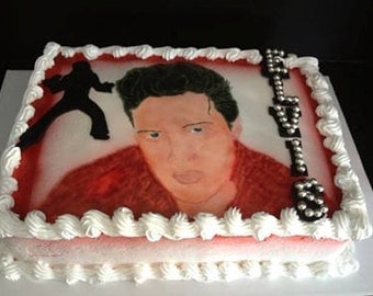 Sugarpaste Elvis Cake Topper, Silhouette and Name Bling!