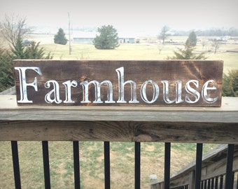 Large White Farmhouse Sign Wood Farm Sign by BrushLightGold