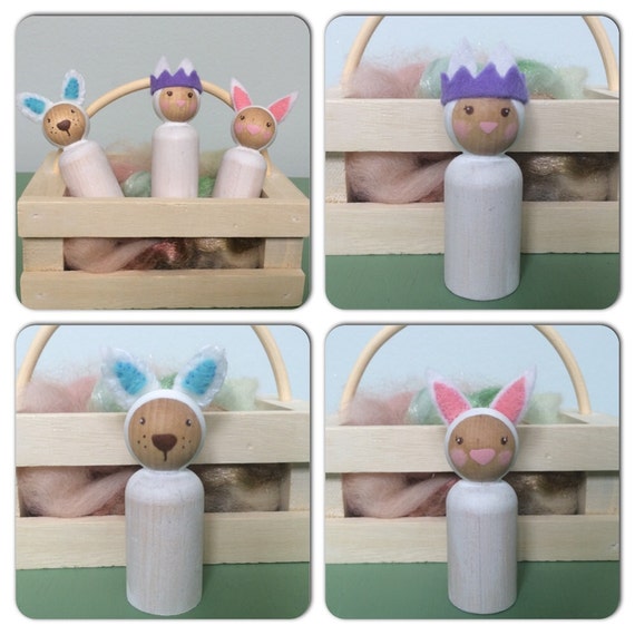 Bunny Peg Dolls, peg dolls, easter, waldorf inspired