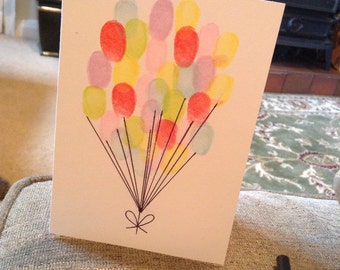Fingerprint balloon birthday card