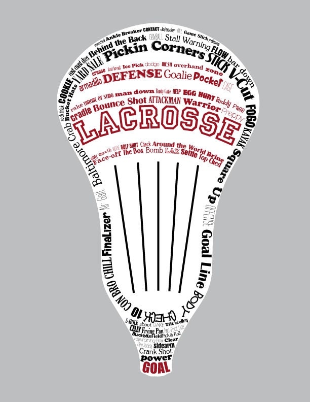 Lacrosse Stick / LAX / Word Art Typography / Wall Art / Home