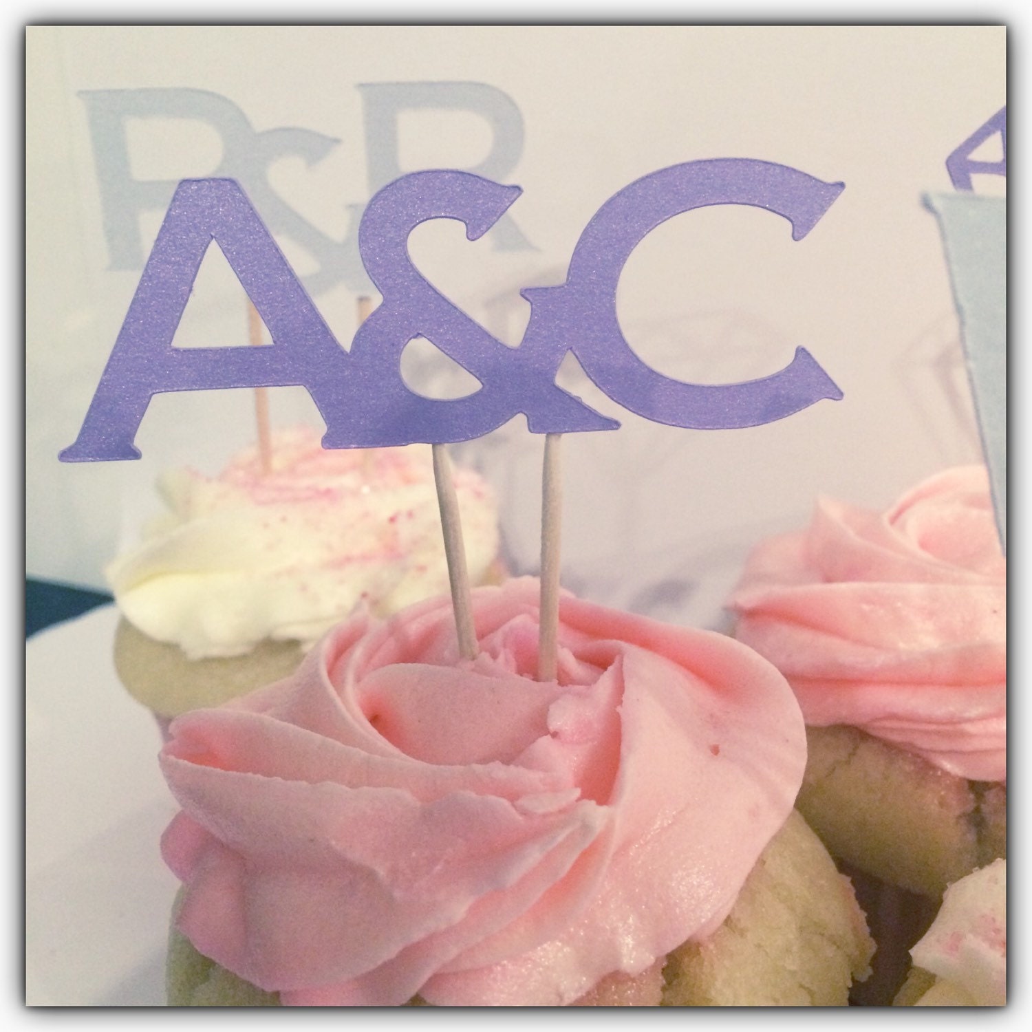 Engagement cupcake topper custom initials by ItsyBitsyInvitesAU
