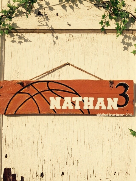 Pallet Wood Basketball Door/Wall Hanger; 21" X 5.5" Rustic Personal