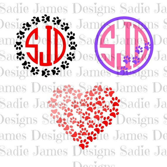 Download Paw Print monogram frame SVG and Silhouette Studio cutting