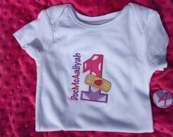 Personalized Doc McStuffins birthday shirt / girls applique birthday shirt sizes 6 month - 4T