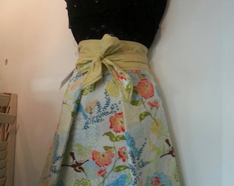 Beautiful Handmade Vintage Inspired Half Apron, lovely Spring Birds Style Apron