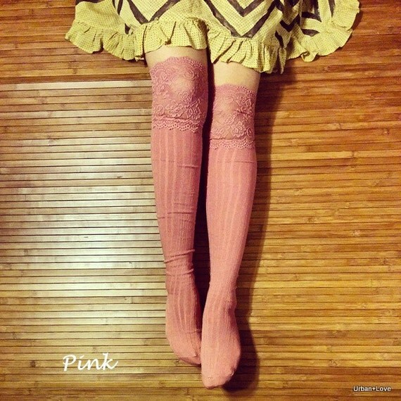 knee high socks with lace tops