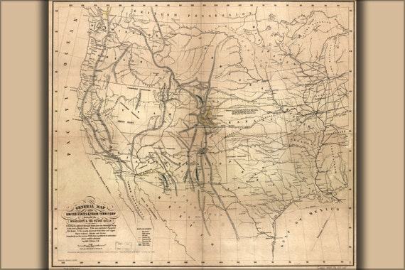 24 X 36 Map Of United States ... 24x36 Poster Map Of The United States 1859 By HistoryPrints on us map 24 x 36 ...