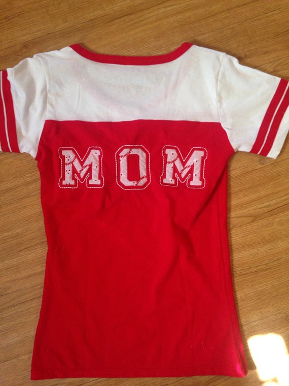 Monogrammed baseball or softball mom t shirt. Embroidered