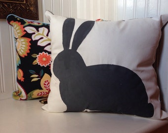 black and white bunny pillow