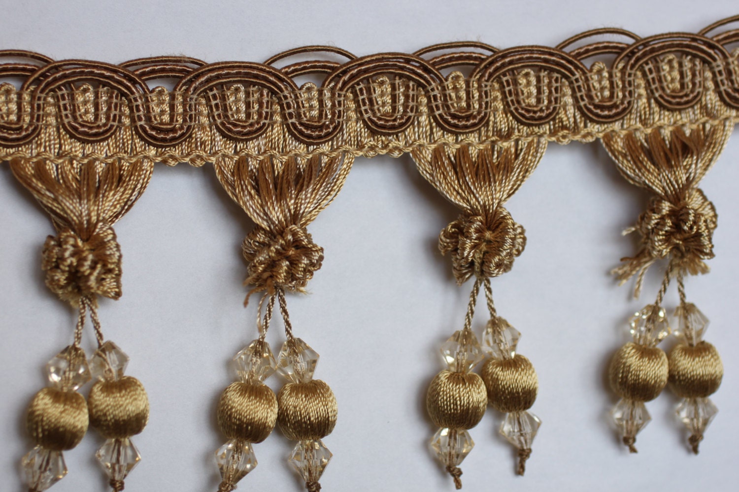 Tassel fringe Trim Ball Tassel fringe with beads Gold