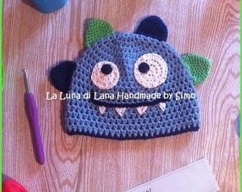 Hat for child or baby shaped Monster Blue