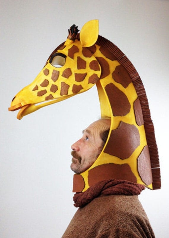 Giraffe head handmade. Animal friendly costume by TentacleStudio