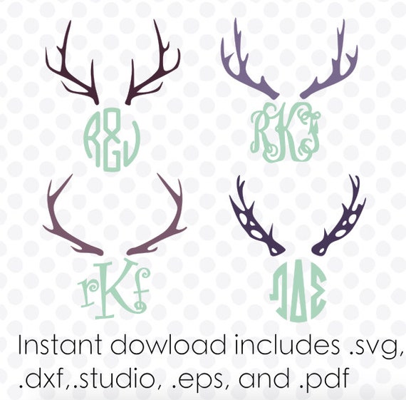 Download Antler svg deer monogram frame instant download zipped .eps