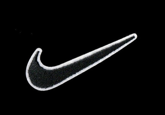 NIKE Swoosh Black Tick Logo Embroidered Iron On Patch by creambox